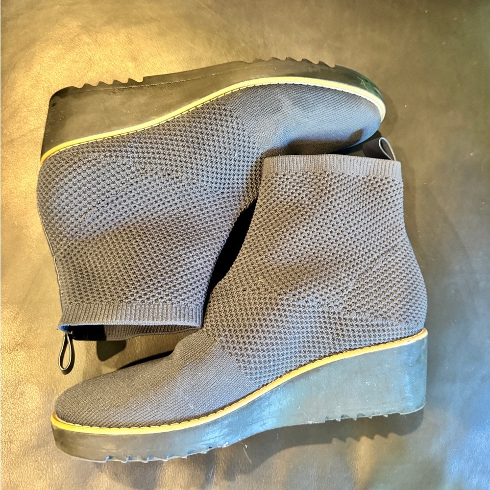 Bandolino Blue Knit Wedge Booties